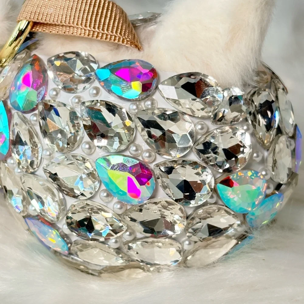 Sparkling Crystal Plush Monster Character Keychain/Bag Charm‎